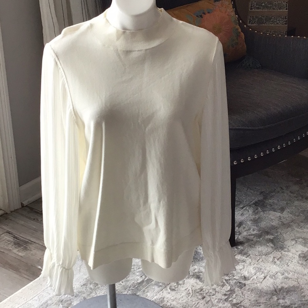 Long pleated sleeves blouse